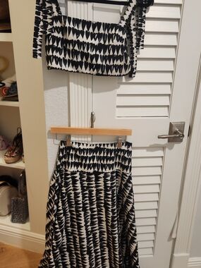 Black and White Printed A-Line Maxi Skirt